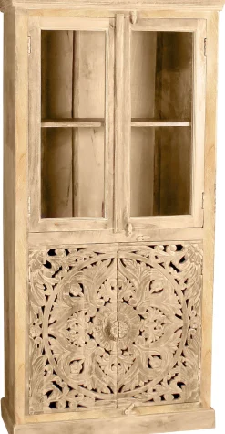 SIT Vitrine »Massives Mangoholz‑Vitrinenschrank mit Glas‑ & Holztüren« Massive Vitrine aus recyceltem Mangoholz