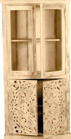 SIT Vitrine »Massives Mangoholz‑Vitrinenschrank mit Glas‑ & Holztüren« Massive Vitrine aus recyceltem Mangoholz