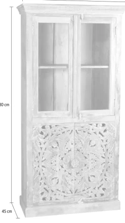 SIT Vitrine »Massives Mangoholz‑Vitrinenschrank mit Glas‑ & Holztüren« Massive Vitrine aus recyceltem Mangoholz