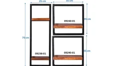 SIT Wandregal »Accra Wandregal-Set 3-teilig aus Mangoholz mit Altmetall« Set,1 hohes & 2 breite Wandregale für flexible Wandgestaltung