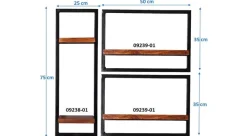 SIT Wandregal »Agadir Wandregal-Set 3-teilig aus Mangoholz mit Altmetall« Set,1 hohes & 2 breite Wandregale für flexible Wandgestaltung