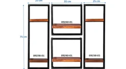SIT Wandregal »Almería Wandregal-Set 4-teilig aus Mangoholz mit Altmetall« Set,2 hohe & 2 kleine Wandregale für flexible Wandgestaltung