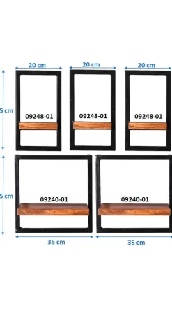 SIT Wandregal »Amritsar Wandregal-Set 5-teilig aus Mangoholz mit Altmetall« 3 schmale & 2 breite Wandregale für flexible Gestaltung