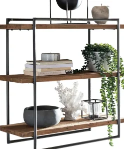 SIT Wandregal »ROMANTEAKA Hängeregal aus Teakholz mit 3 Böden im Industrial-Stil« Recyceltes Teakholz trifft modernes Metallgestell