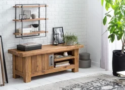 SIT Wandregal »ROMANTEAKA Hängeregal aus Teakholz mit 3 Böden im Industrial-Stil« Recyceltes Teakholz trifft modernes Metallgestell