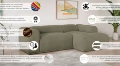 s.Oliver Ecksofa »EMMERIK Designersofa, L-Form mit Wellenfederung, B/T/H: 260/155/73 cm« hoher Sitzkomfort, gemütlich und modern, auch in Cord