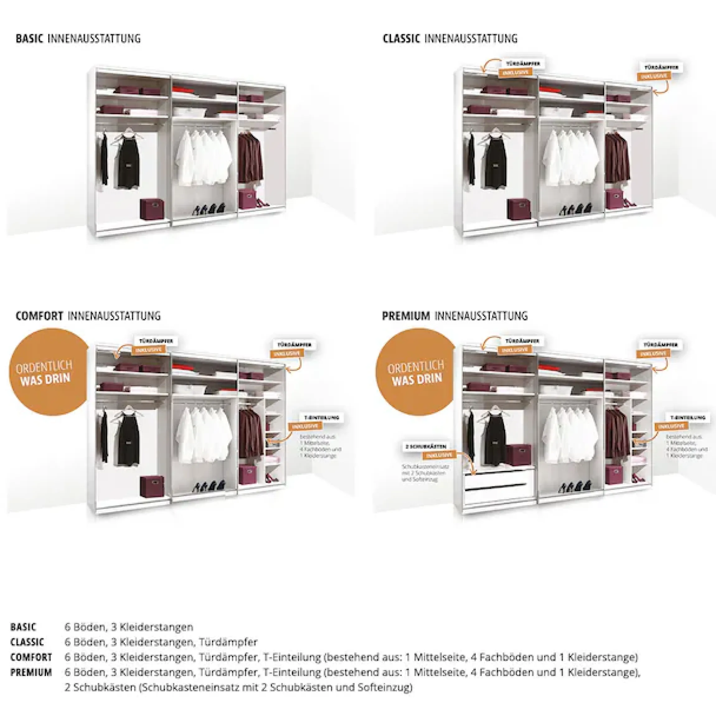 STAUD Schwebetürenschrank »Sinfonie Plus, edles Design in hochwertiger Qualität, Made in Germany« Mit vier verschiedenen Ausstattungsvarianten