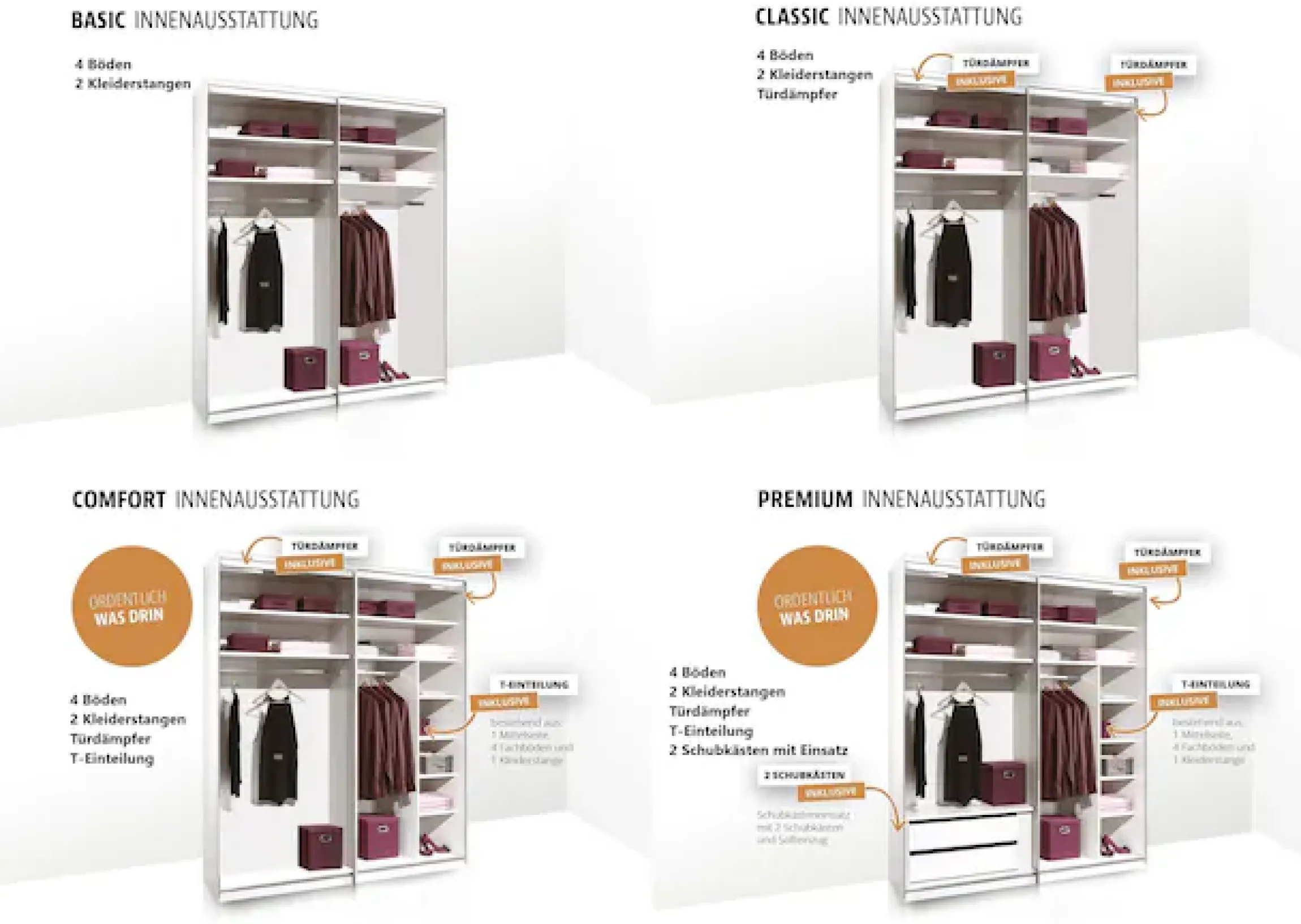 STAUD Schwebetürenschrank »Sinfonie Plus, edles Design in hochwertiger Qualität, Made in Germany« Mit vier verschiedenen Ausstattungsvarianten