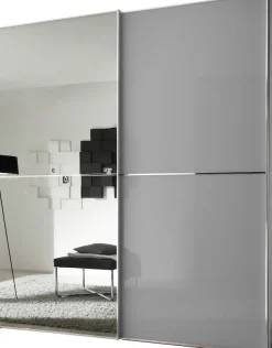 STAUD Schwebetürenschrank »Sinfonie Plus, edles Design in hochwertiger Qualität, Made in Germany« Glas und Spiegel-Frontkombination mit vier Ausstattungsvarianten