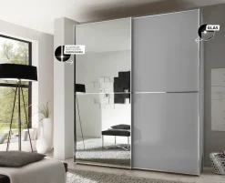 STAUD Schwebetürenschrank »Sinfonie Plus, edles Design in hochwertiger Qualität, Made in Germany« Glas und Spiegel-Frontkombination mit vier Ausstattungsvarianten