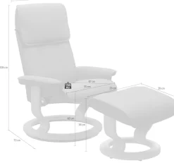 Stressless® Relaxsessel »Admiral« Set, Relaxsessel inkl. Hocker,mit Classic Base, Größe M & L, Gestell Schwarz