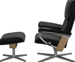 Stressless® Relaxsessel »Admiral« Set, Relaxsessel inkl. Hocker,mit Cross Base, Größe M & L, Holzakzent Eiche