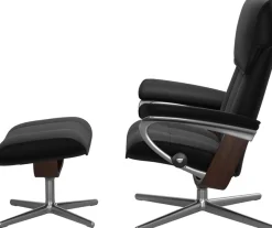 Stressless® Relaxsessel »Admiral« Set, Relaxsessel inkl. Hocker,mit Cross Base, Größe M & L, Holzakzent Braun