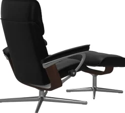 Stressless® Relaxsessel »Admiral« Set, Relaxsessel inkl. Hocker,mit Cross Base, Größe M & L, Holzakzent Braun