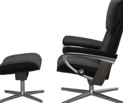 Stressless® Relaxsessel »Admiral« Set, Relaxsessel inkl. Hocker,mit Cross Base, Größe M & L, Holzakzent Wenge