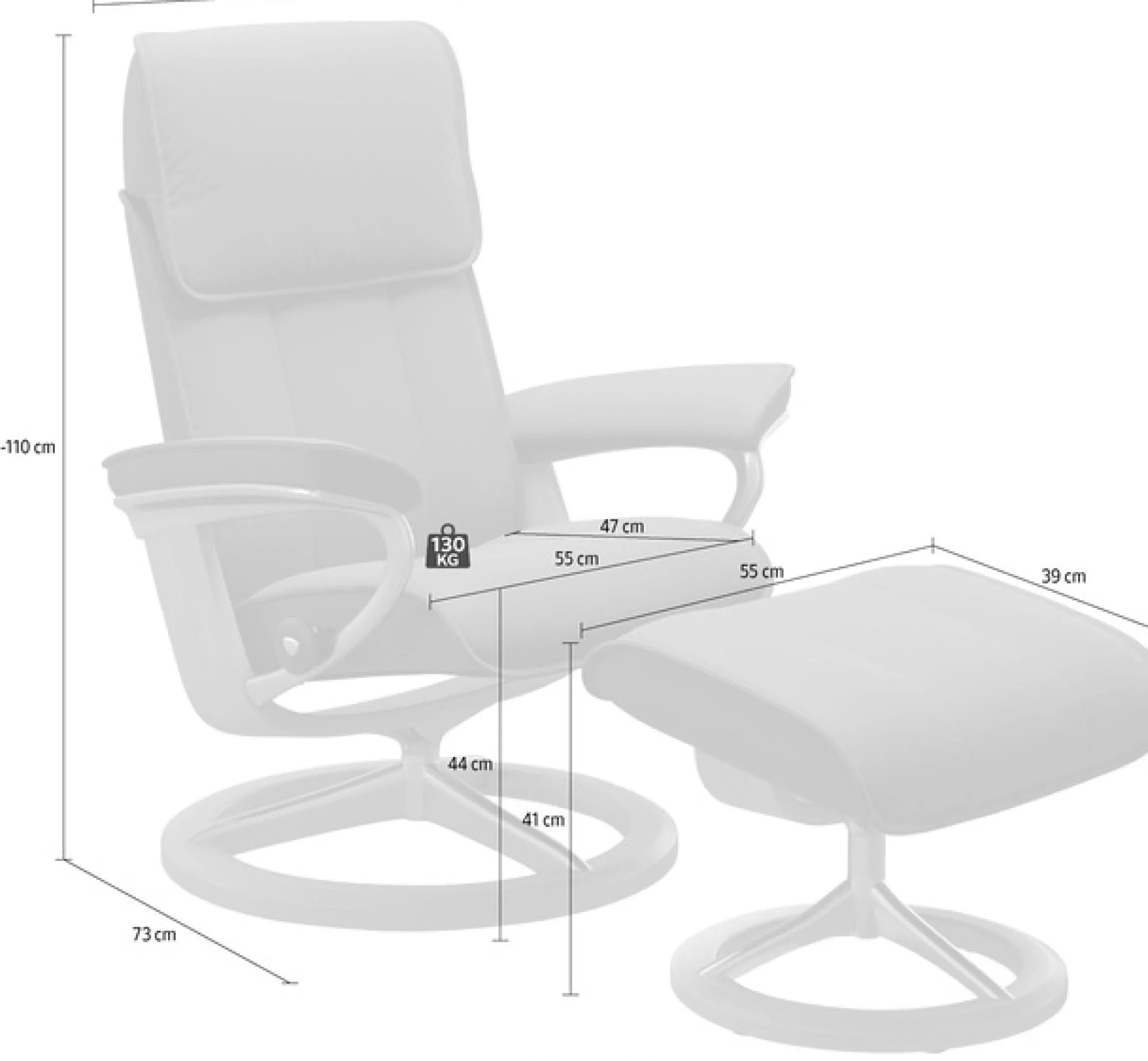Stressless® Relaxsessel »Admiral« Set, Relaxsessel inkl. Hocker,mit Signature Base, Größe M & L, Gestell Wenge