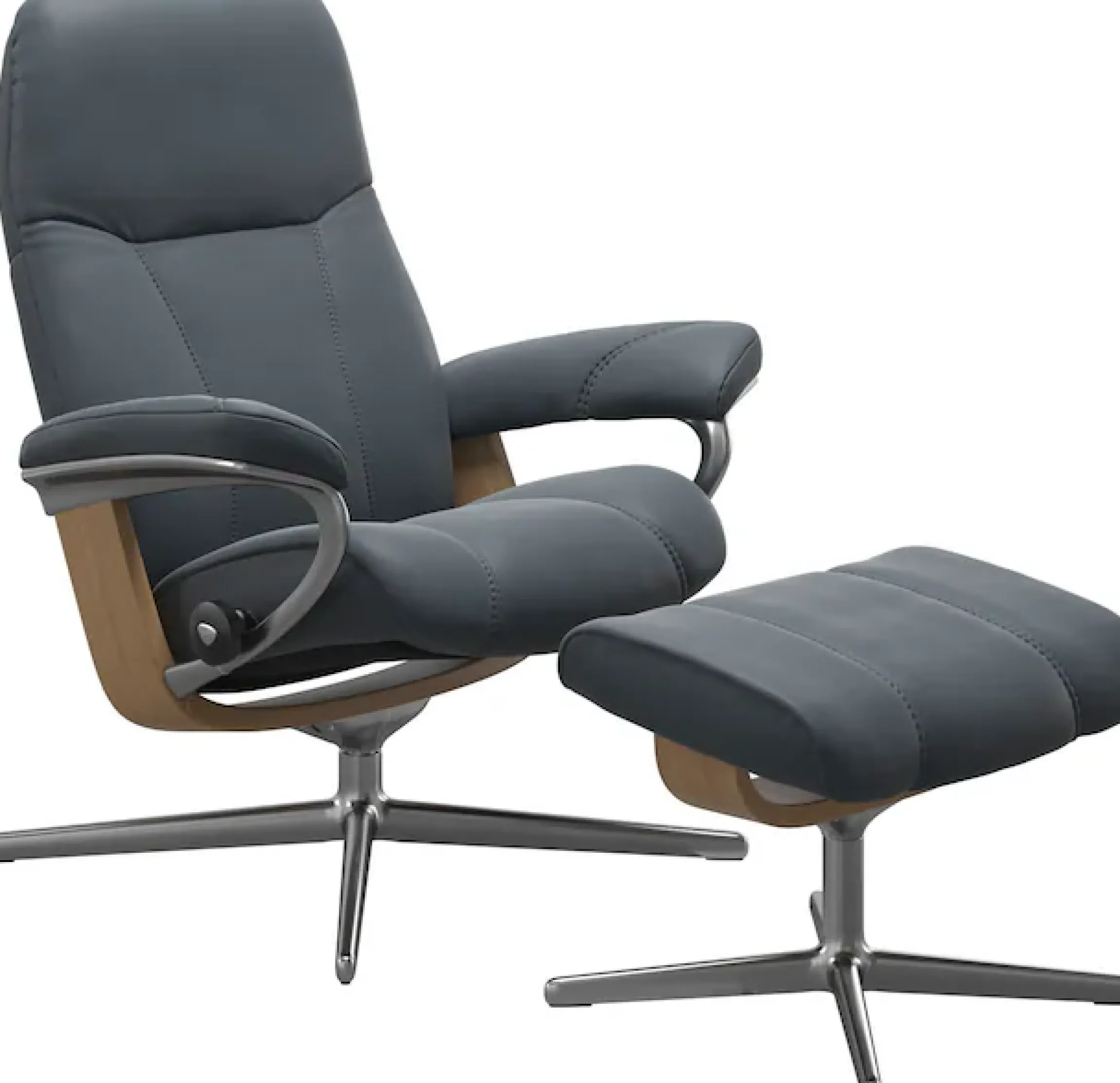 Stressless® Relaxsessel »Consul« Set, Relaxsessel mit Hocker,mit Hocker, mit Cross Base, Größe S, M & L, Holzakzent Eiche