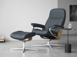 Stressless® Relaxsessel »Consul« Set, Relaxsessel mit Hocker,mit Hocker, mit Cross Base, Größe S, M & L, Holzakzent Eiche