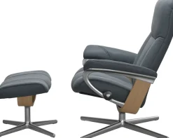 Stressless® Relaxsessel »Consul« Set, Relaxsessel mit Hocker,mit Hocker, mit Cross Base, Größe S, M & L, Holzakzent Eiche