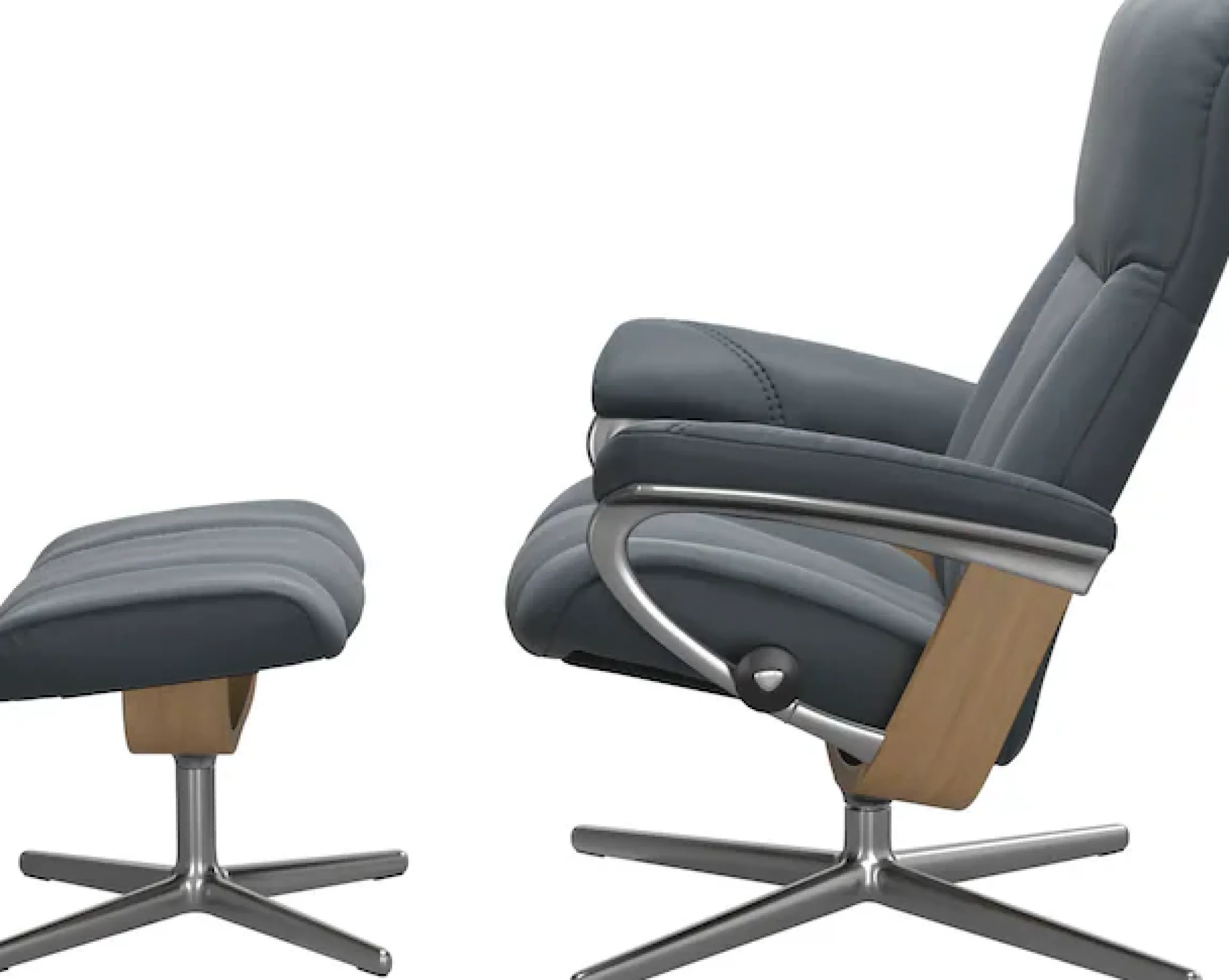 Stressless® Relaxsessel »Consul« Set, Relaxsessel mit Hocker,mit Hocker, mit Cross Base, Größe S, M & L, Holzakzent Eiche