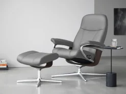 Stressless® Relaxsessel »Consul« Set, Relaxsessel mit Hocker,mit Hocker, mit Cross Base, Größe S, M & L, Holzakzent Wenge