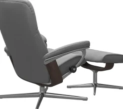 Stressless® Relaxsessel »Consul« Set, Relaxsessel mit Hocker,mit Hocker, mit Cross Base, Größe S, M & L, Holzakzent Wenge