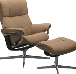Stressless® Relaxsessel »Mayfair« Set, Relaxsessel mit Hocker,mit Hocker, mit Cross Base, Größe S, M & L, Holzakzent Schwarz
