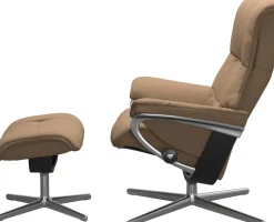 Stressless® Relaxsessel »Mayfair« Set, Relaxsessel mit Hocker,mit Hocker, mit Cross Base, Größe S, M & L, Holzakzent Schwarz
