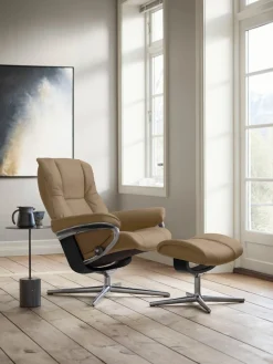 Stressless® Relaxsessel »Mayfair« Set, Relaxsessel mit Hocker,mit Hocker, mit Cross Base, Größe S, M & L, Holzakzent Schwarz