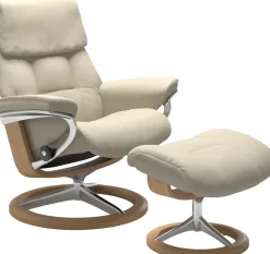 Stressless® Relaxsessel »Ruby« Set, Relaxsessel mit Hocker,mit Signature Base, Größe S, Gestell Eiche, Wenge, Braun & Schwarz