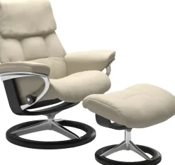 Stressless® Relaxsessel »Ruby« Set, Relaxsessel mit Hocker,mit Signature Base, Größe M, Gestell Eiche, Wenge, Braun & Schwarz