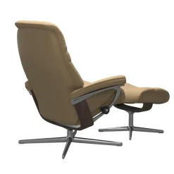 Stressless® Relaxsessel »Sunrise« Set, Relaxsessel mit Hocker,mit Hocker, mit Cross Base, Größe S, M & L, Holzakzent Wenge