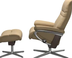 Stressless® Relaxsessel »Sunrise« Set, Relaxsessel mit Hocker,mit Hocker, mit Cross Base, Größe S, M & L, Holzakzent Wenge