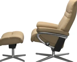 Stressless® Relaxsessel »Sunrise« Set, Relaxsessel mit Hocker,mit Hocker, mit Cross Base, Größe S, M & L, Holzakzent Schwarz