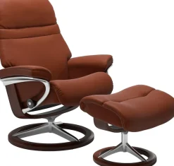 Stressless® Relaxsessel »Sunrise« Relaxsessel mit Hocker,mit Signature Base, Größe M, Gestell Braun, in 2 Lederqualitäten lieferbar
