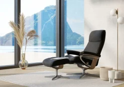 Stressless® Relaxsessel »View« Set, Relaxsessel mit Hocker,mit Hocker, mit Cross Base, Größe S, M & L, Holzakzent Eiche