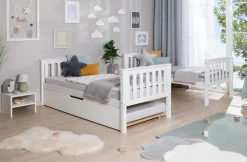 Ticaa Etagenbett »Sammy, umbaubar zu 2 Einzelbetten, edles Design im Landhausstil« 90x200cm,inklusive Schubkasten, 2x Rollrost, zertifiziertes Massivholz Kiefer