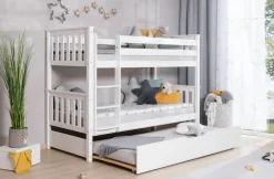 Ticaa Etagenbett »Sammy, umbaubar zu 2 Einzelbetten, edles Design im Landhausstil« 90x200cm,inklusive Schubkasten, 2x Rollrost, zertifiziertes Massivholz Kiefer