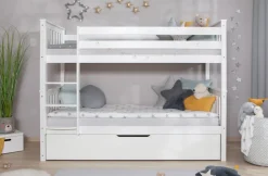 Ticaa Etagenbett »Sammy, umbaubar zu 2 Einzelbetten, edles Design im Landhausstil« 90x200cm,inklusive Schubkasten, 2x Rollrost, zertifiziertes Massivholz Kiefer