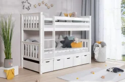 Ticaa Etagenbett »Sammy« 90x200cm,mit Stauraum, umbaubar zu 2 Einzelbetten, Rollrost, Massivholz
