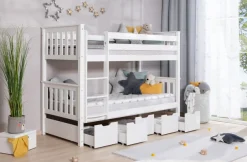 Ticaa Etagenbett »Sammy« 90x200cm,mit Stauraum, umbaubar zu 2 Einzelbetten, Rollrost, Massivholz