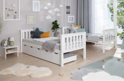Ticaa Etagenbett »Sammy« 90x200cm,mit Stauraum, umbaubar zu 2 Einzelbetten, Rollrost, Massivholz