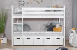 Ticaa Etagenbett »Sammy« 90x200cm,mit Stauraum, umbaubar zu 2 Einzelbetten, Rollrost, Massivholz