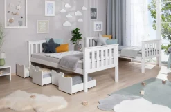 Ticaa Etagenbett »Sammy« 90x200cm,mit Stauraum, umbaubar zu 2 Einzelbetten, Rollrost, Massivholz