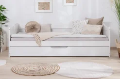 Ticaa Funktionsbett »Melinda, Daybett, Jugendbett, 2 Schlafplätze, Schublade auf Rollen« 90x200cm,FSC®-zertifizierte Kiefer, 2 Rollroste, Massivholz