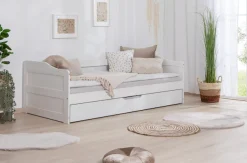 Ticaa Funktionsbett »Melinda, Daybett, Jugendbett, 2 Schlafplätze, Schublade auf Rollen« 90x200cm,FSC®-zertifizierte Kiefer, 2 Rollroste, Massivholz