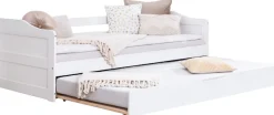 Ticaa Funktionsbett »Melinda, Daybett, Jugendbett, 2 Schlafplätze, Schublade auf Rollen« 90x200cm,FSC®-zertifizierte Kiefer, 2 Rollroste, Massivholz
