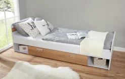 Ticaa Jugendzimmer-Set »Lori« Set, Bett, Schrank, Schreibtisch, Standregal, Wandregal, Nachttisch, 6 Stk. tlg. Bett + Schrank + Schreibtisch + Standregal + Wandregal + Nachttisch