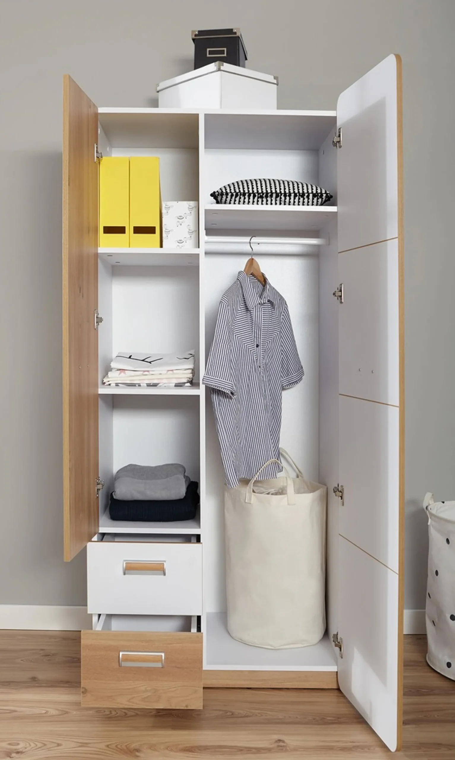 Ticaa Jugendzimmer-Set »Lori« Set, Bett, Schrank, Schreibtisch, Standregal, Wandregal, Nachttisch, 6 Stk. tlg. Bett + Schrank + Schreibtisch + Standregal + Wandregal + Nachttisch