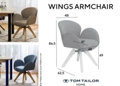 TOM TAILOR HOME Armlehnstuhl »WINGS ARMCHAIR« (Set) 2 Stk.mit Armlehnen, drehbar, Rückholfunktion, Massivholzgestell